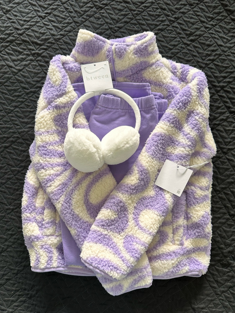btween Lavender and Cream Plush Sherpa Pullover
